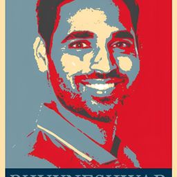 Wallpics Red & Blue Bhuvneshwar Kumar Printed Waterproof High Quality Wall Poster-image-96