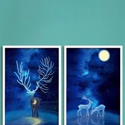 SAF Blue & White 2 Pieces Abstract Nature Art Printed Framed Wall Art-image-88