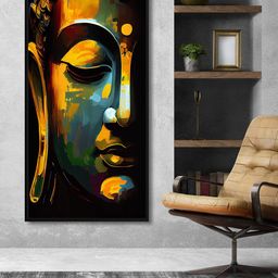 999Store Yellow & Blue Lord Buddha Half Face Painting Framed Wall Art-image-16