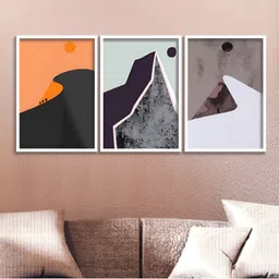 Aura Orange & Black 3 Pieces Wood Abstract Wall Paintings-image-46