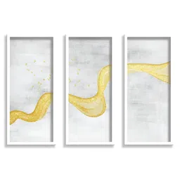 Aura White & Yellow 3 Pieces Wooden Abstract Wall Art-20