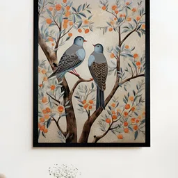 SOWPEACE Beige & Blue Canvas Birds & Animals Wall Art-10