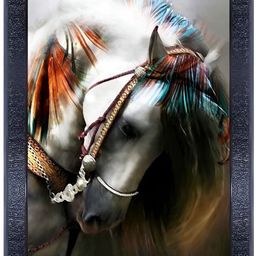 PnF Black & White Horse Wooden Painting Wall Art-image-59