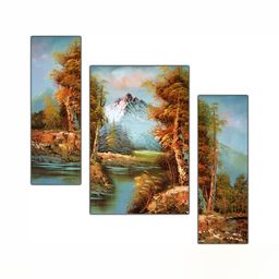 PnF Blue & Brown 3 Pieces Wooden Wooden Painting Wall Art-11