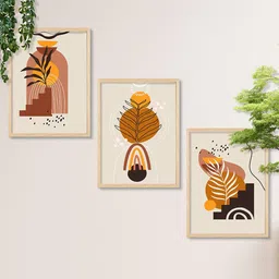 SAF 3 Pcs Pink & Brown Modern Painting Framed Wall Art-20