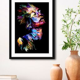 999Store Black & Blue Abstract Lady Face Framed Printed Paper Painting-48