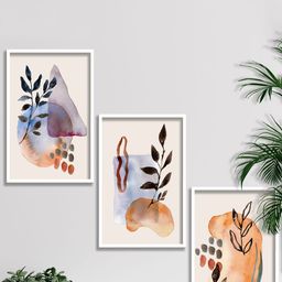 SAF 3 Pieces White & Orange-Color Modern Boho Painting Wall Arts-13