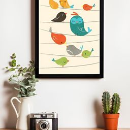 Art Street Beige & Blue Wooden Birds And Animals Wall Paintings-12