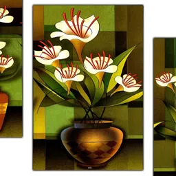 PnF Green & Brown 3 Piece Wooden Floral and Botanical Wall Art-15