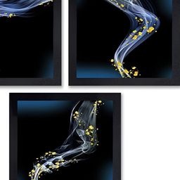 PnF Black & Blue 3 Pieces Wooden Abstract Wall Paintings-image-93