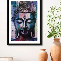 999Store Blue & Black Lord Buddha Face Painting Framed Wall Art-image-70