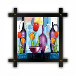 PnF Brown & Blue Floral And Botanical Wall Painting-image-51