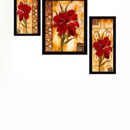 PnF Charcoal & Beige 3 Pieces Wooden & Paper Floral and Botanical Wall Art-15