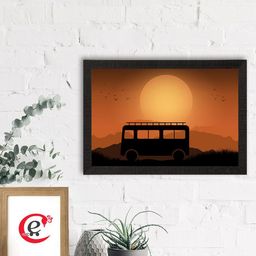 eCraftIndia Brown & Black Beautiful Sunset Scenery Satin Matt Framed Wall Art-9