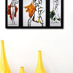 Gallery99 Black & Mustard 3 Pieces Dancing Couple Framed Wall Art-image-44