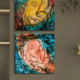 Art Street Blue & Pink 2 Pieces Luxury Stretched Wall Art-image-33