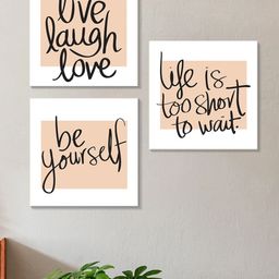 Art Street Black & Beige 3 Pieces Motivational Quote Cotton Canvas Wall Art-image-27