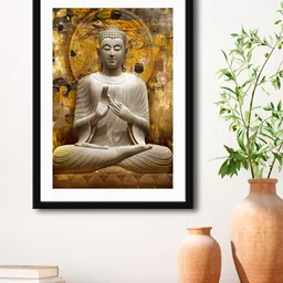 999Store Brown & Beige Lord Buddha Painting Printed Framed Wall Art-image-63
