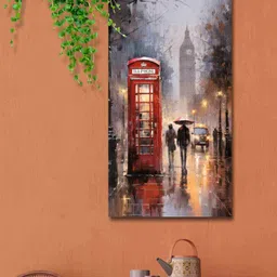 SAF Black & Red Vintage City Canvas Waterproof Painting Wall Art-41