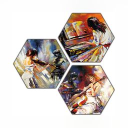 PnF Blue & Black 3 Pieces Wooden Abstract Painting Wall Art-image-76