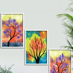 SAF Yellow & Green 3 Pieces Modern Art Painting Framed Wall Arts-image-83