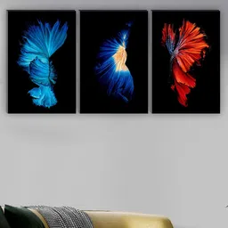 SAF Black & Red 3 Pieces Abstract Painting Wall Arts-4