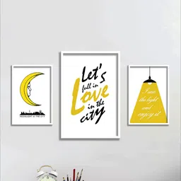 SAF White & Yellow 3 Pieces Motivational Quotes Painting Wall Art-picture-14