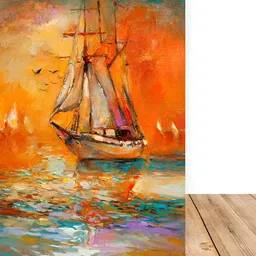 British Terminal Orange & Green Paper Abstract Wall Painting-image-63