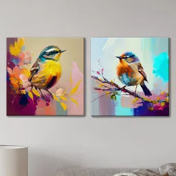 Art Street Blue & Yellow 2 Pieces Luxury Stretched Canvas Painting Wall Arts-image-35
