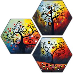 PnF Green & Red 3 Pieces Wooden Painting Wall Arts-image-62