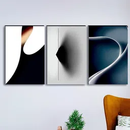 SAF Black & White 3-Pieces Abstract Printed UV Coating Wall Art-image-9