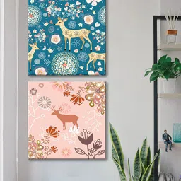 Art Street Blue & Pink 2 Pieces Luxury Stretched Wall Art-image-67