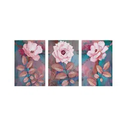 999Store Green & Pink 3 Piece Canvas Floral and Botanical Paintings Wall Art-picture-34