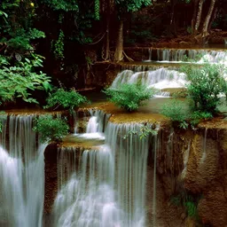 Wallpics Green & White Waterfall Printed Wall Poster-picture-0