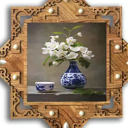 PnF Brown & Grey Wooden Floral And Botanical Wall Painting-image-93