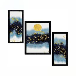 PnF Charcoal & Blue 3 Piece Wooden Painting Wall Art-image-92