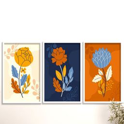 SAF Orange-Coloured & Yellow 3 Pieces Printed Framed Wall Art-10