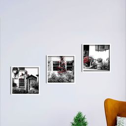 SAF Set Of 3 White Textured Modern Art Painting Wall Art-30