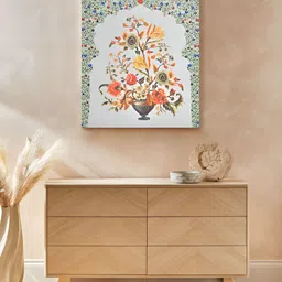 EverHOME Green & Yellow Floral Wooden Wall Paintings-35