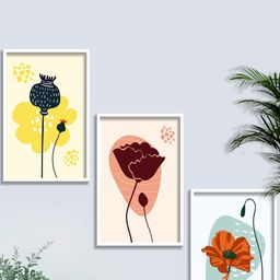 SAF 3 Pcs White & Yellow Modern Art Painting Wall Art-14