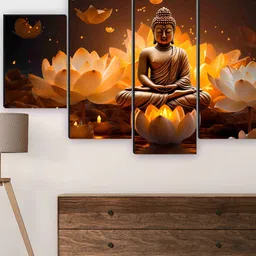SAF Black & Brown 5 Pieces Canvas Buddha Wall Arts-image-17
