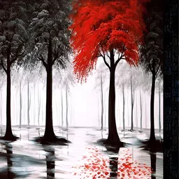 PnF Black & Red Paper Floral and Botanical Wall Painting-image-15