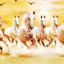 British Terminal White & Yellow Running Horses Paper Wall Poster-image-7