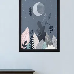 Gallery99 Grey Moon And Tree Textured Paper Wall Art-1