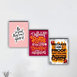 SAF Pink & Orange 3 Pieces Motivational Quotes Framed Wall Painting-6