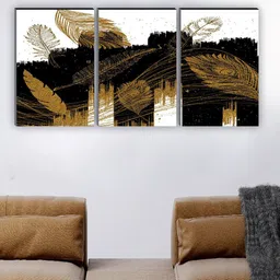 SAF Black & White 3 Pieces Painting Matte Finish Wall Art-29