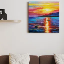 Art Street Blue Immortal Sky Calm Sunset Landscape Printed Framed Wall Art-image-62
