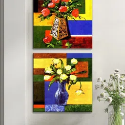 Art Street Yellow & Blue 2 Pieces Luxury Stretched Wall Art-image-71