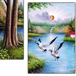 PnF Blue & Green 3 Pieces Floral Wooden Painting Wall Arts-image-41