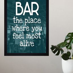 Gallery99 Green & White The Bar The Place Where You Feel Most Alive Textured Wall Art-image-61